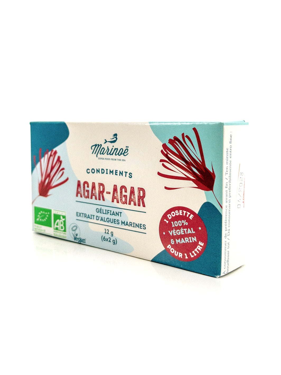 Agar-agar bio en poudre - 12g (6x2g) - Marinoé