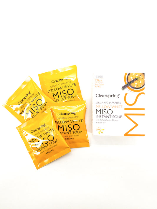 Soupe Miso Blanc et tofu Instantanée bio – 4x8 g – Clearspring