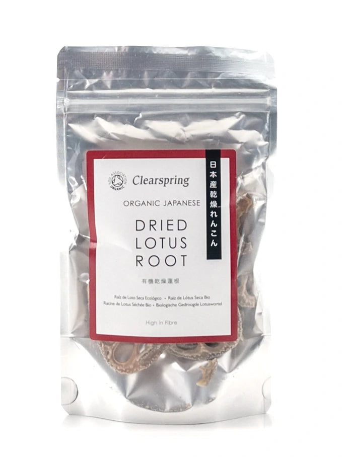 Sachet de 30gr de racines de lotus séchées bio, Clearspring | Épicerie en ligne Eat In Japan