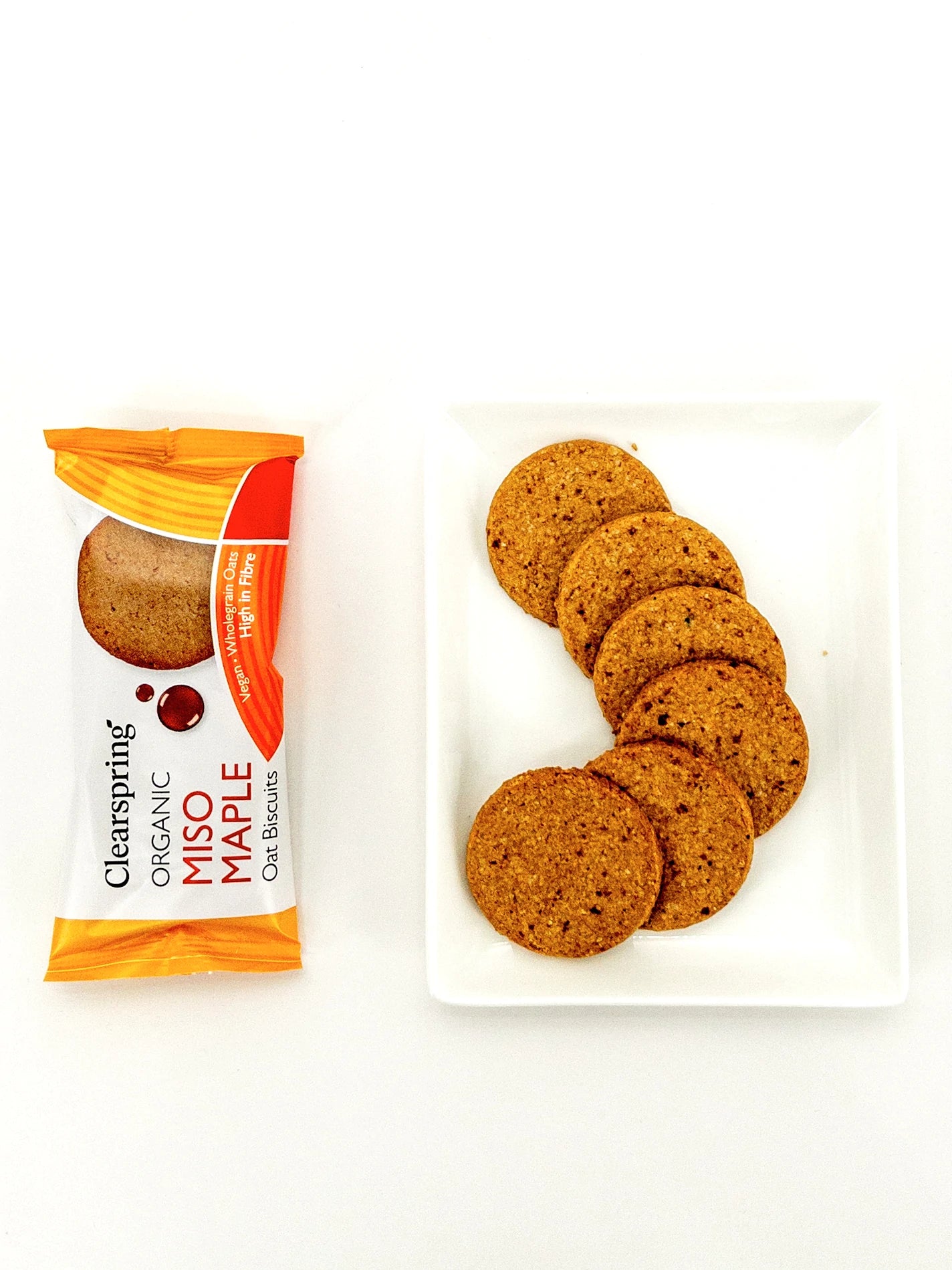 Biologische haverkoekjes met miso en ahornsiroop - Eenpersoonsportie 40 g - Clearspring