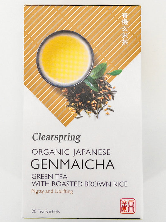 Genmaicha – Thé vert bio au riz grillé – 20 sachets x 1,8 g – Clearspring