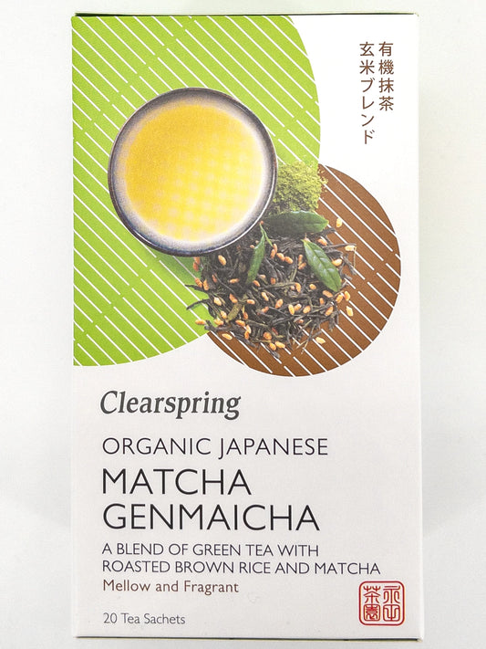 Matcha Genmaicha – Thé vert bio – 20 sachets x 1,8 g – Clearspring